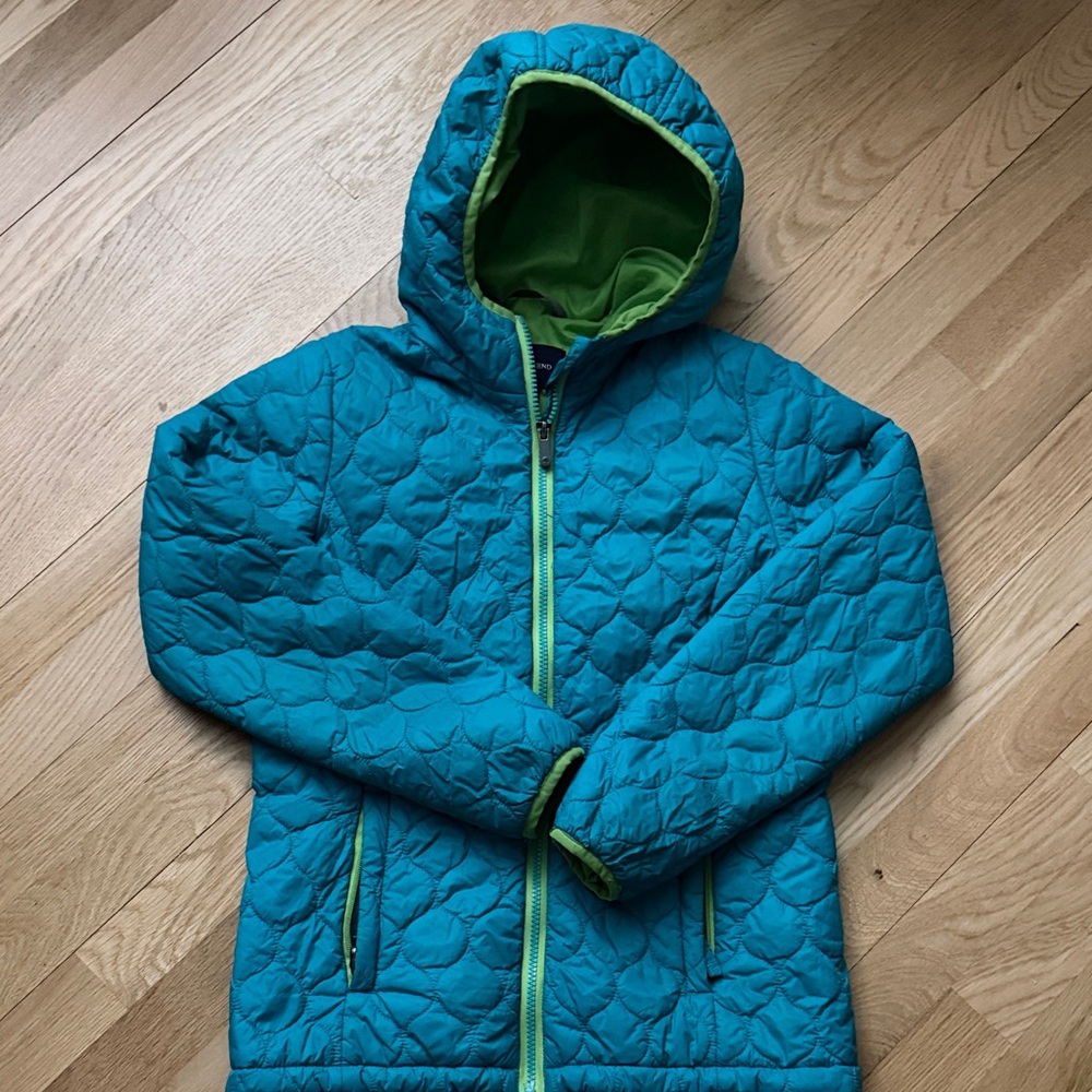 Lands' End Green Quilted Jacket with Hood